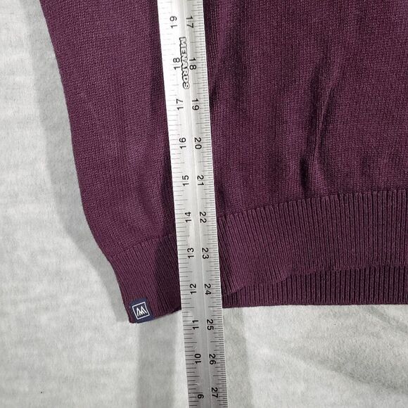 Mizzen+Main Sweater Mens Large Red Tight Knit Ribbed Hem Quarter Zip Pullover - Picture 4 of 8